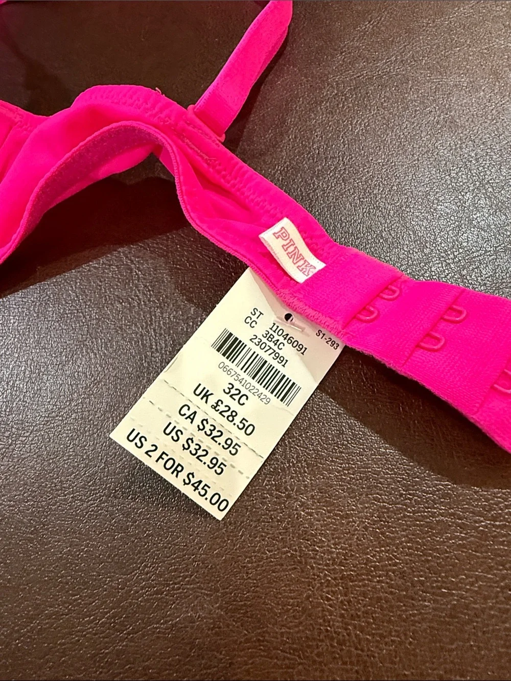 NWT Victoria’s Secret neon Hot Pink no pushup lining/ regular Bra 32c - Picture 3 of 4